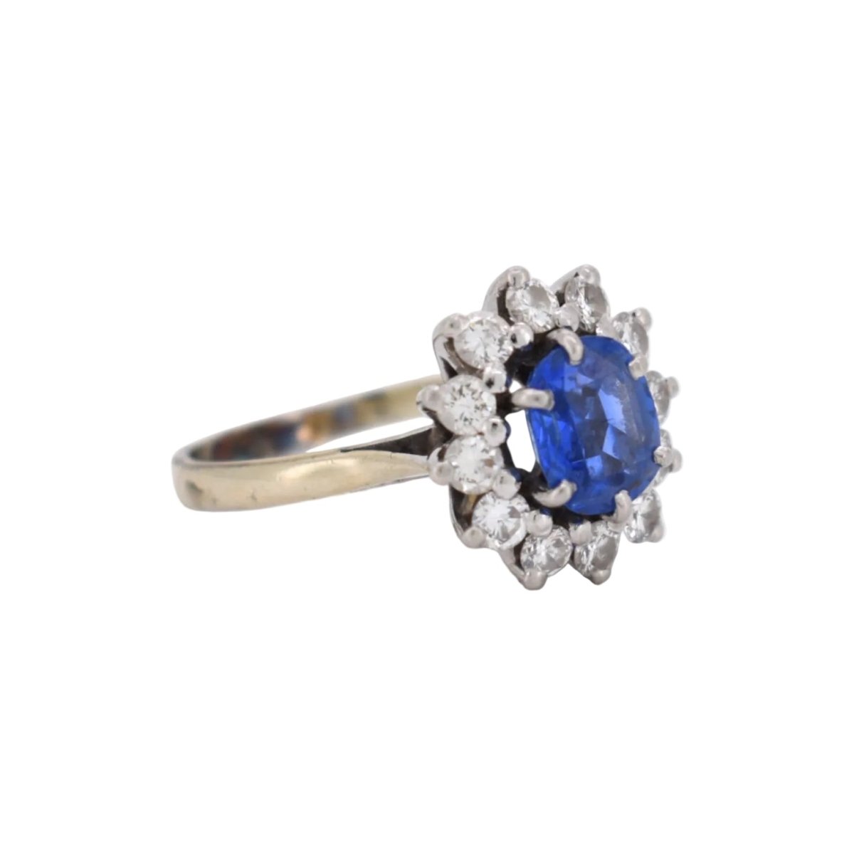 Bague Marguerite en or blanc, saphir et diamants - Castafiore
