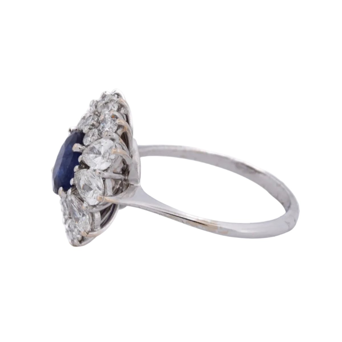 Bague Marguerite en or blanc, saphir et diamants - Castafiore