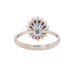 Bague Marguerite en or blanc, saphir et diamants - Castafiore
