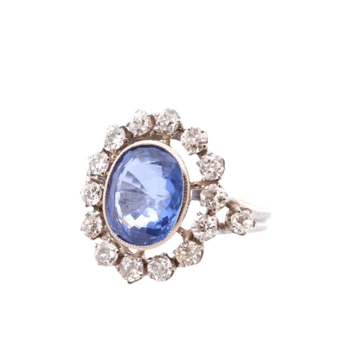 Bague Marguerite en or blanc, saphir et diamants - Castafiore