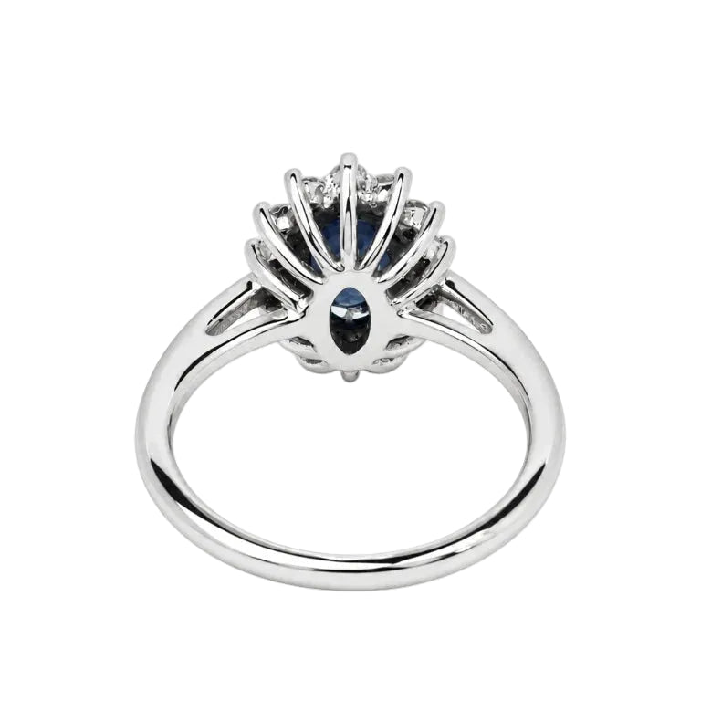 Bague Marguerite en or blanc, saphir et diamants - Castafiore