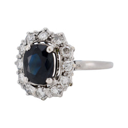 Bague Marguerite en or blanc, saphir et diamants - Castafiore