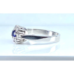 Bague Marguerite en or blanc, saphir et diamants - Castafiore