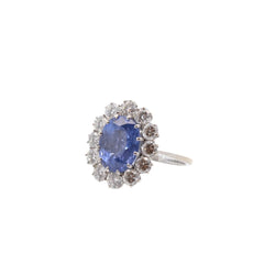 Bague Marguerite en or blanc, saphir et diamants - Castafiore