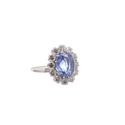 Bague Marguerite en or blanc, saphir et diamants - Castafiore