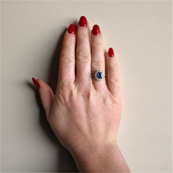 Bague Marguerite en or blanc, saphir et diamants - Castafiore