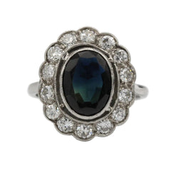 Bague Marguerite en or blanc, saphir et diamants - Castafiore