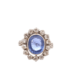 Bague Marguerite en or blanc, saphir et diamants - Castafiore