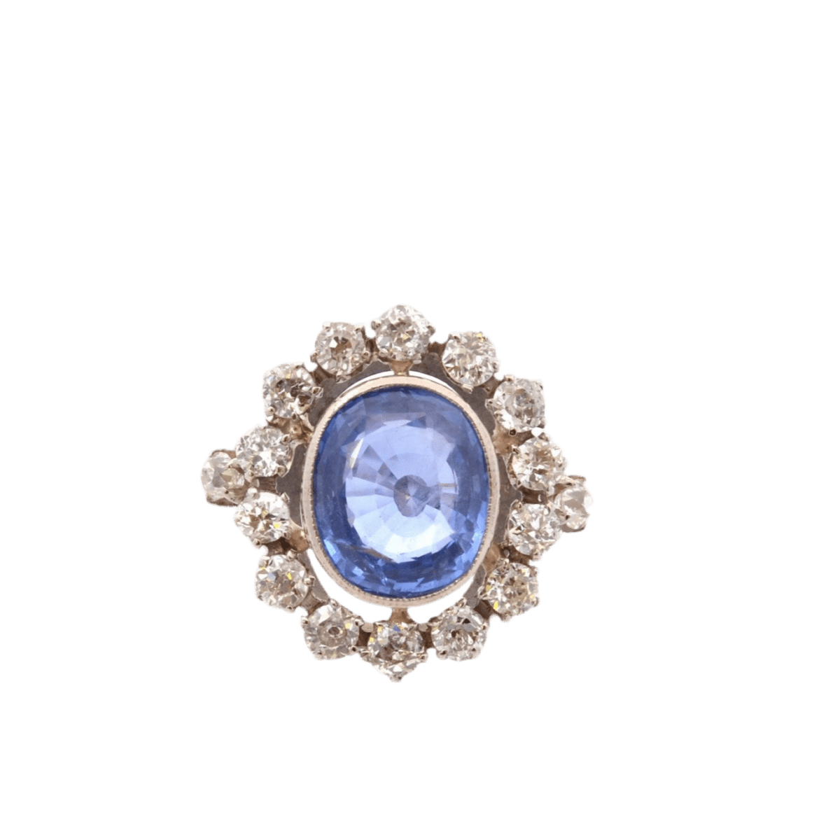 Bague Marguerite en or blanc, saphir et diamants - Castafiore