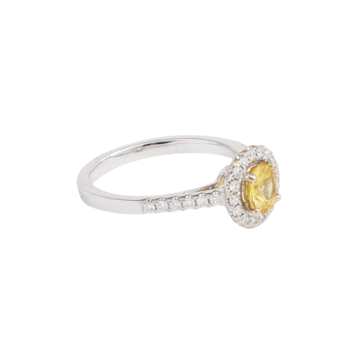 Bague Marguerite en or blanc, saphir jaune et diamant - Castafiore