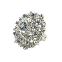Bague Marguerite en or blanc, saphirs et diamants - Castafiore