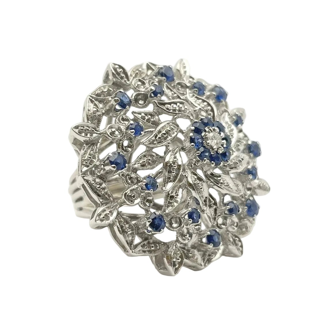 Bague Marguerite en or blanc, saphirs et diamants - Castafiore