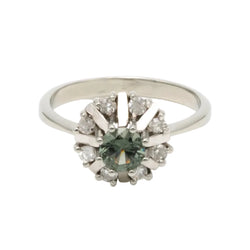 Bague Marguerite en or blanc, tourmaline et diamants - Castafiore