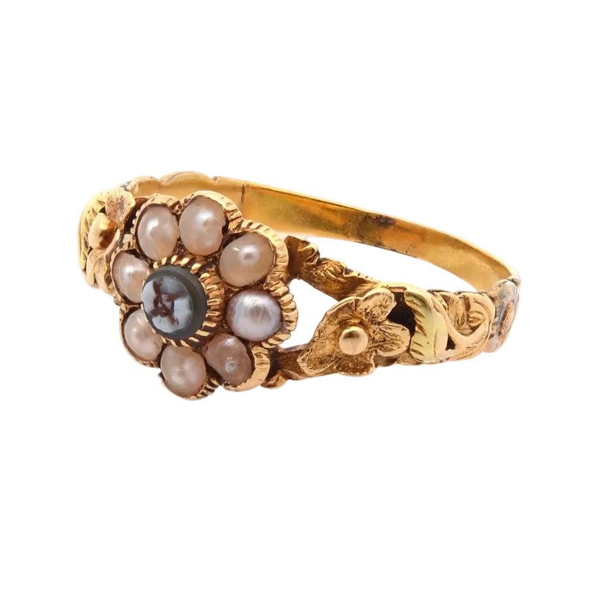Ring antique pearl and agate