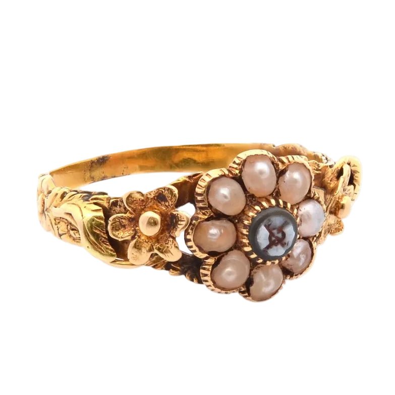 Ring antique pearl and agate
