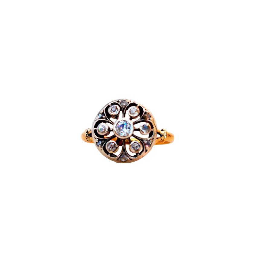 Bague Marguerite en or jaune, argent, et diamants - Castafiore
