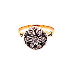 Bague Marguerite en or jaune, argent, et diamants - Castafiore
