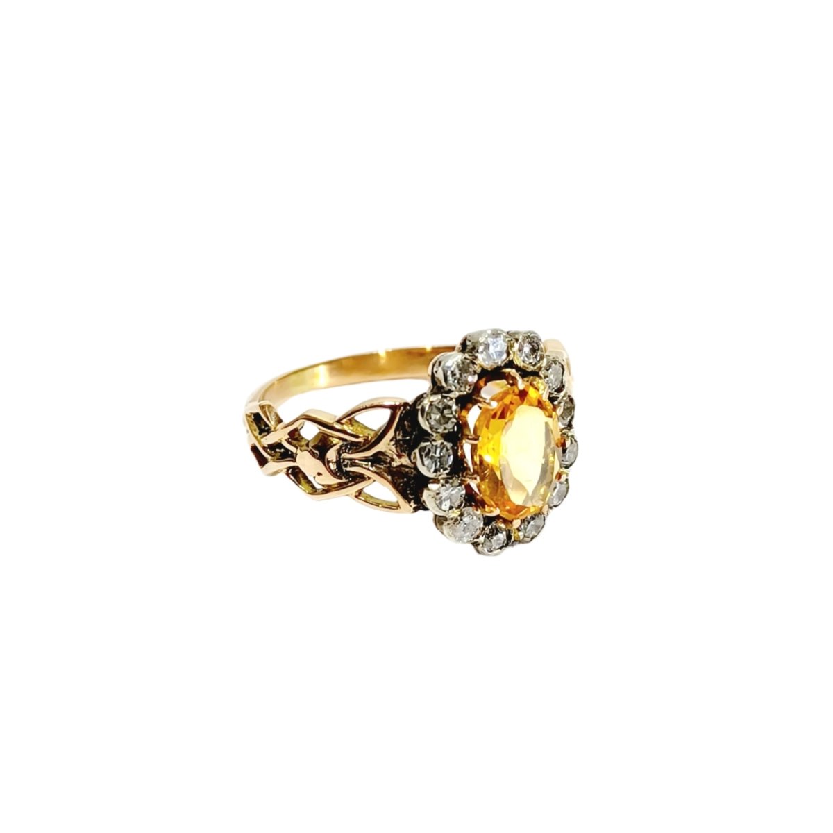 Bague Marguerite en or jaune, citrine et diamants - Castafiore