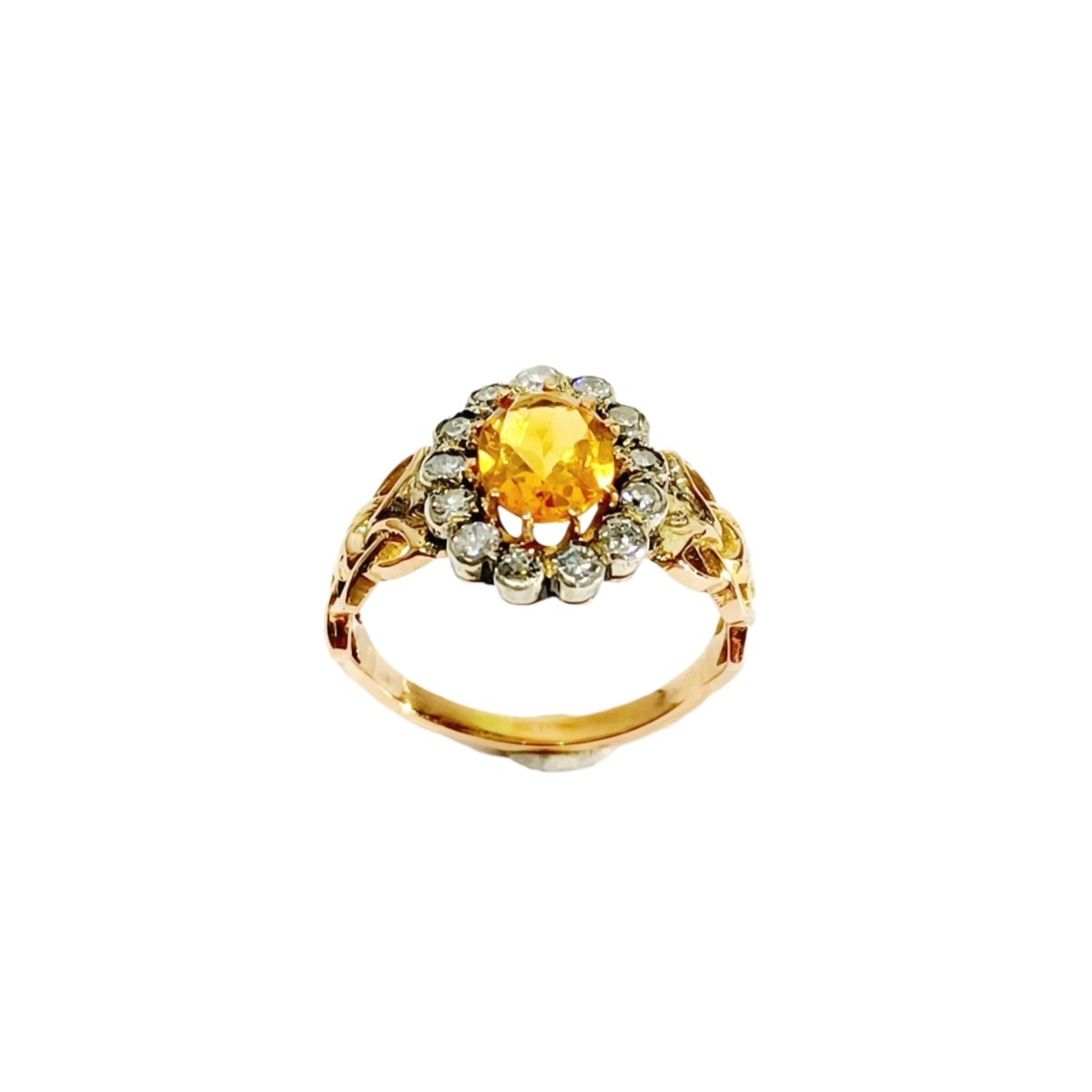 Bague Marguerite en or jaune, citrine et diamants - Castafiore