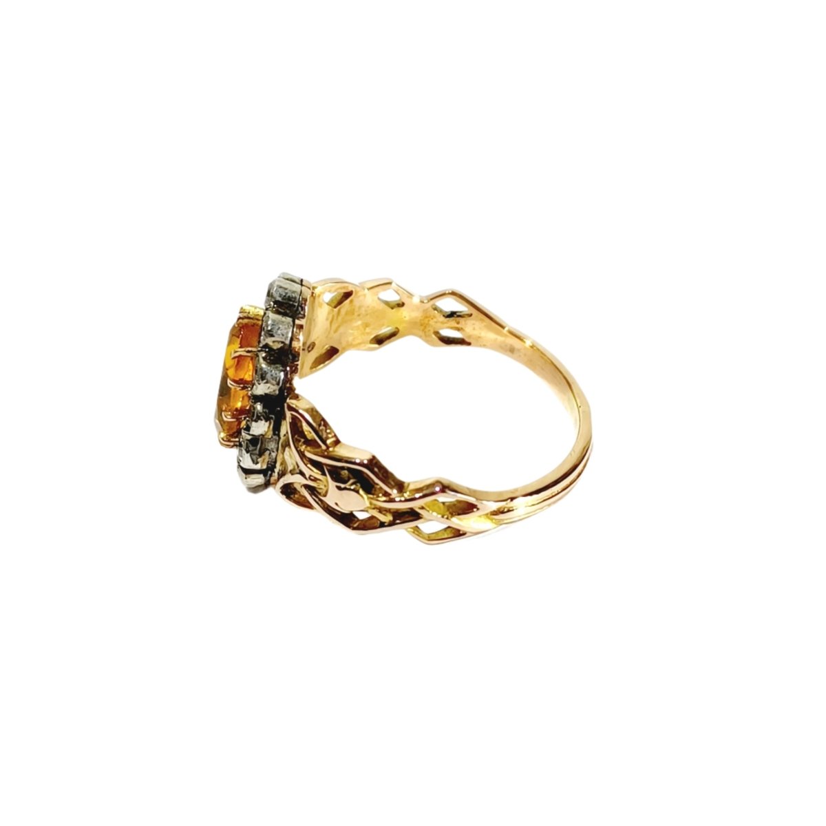 Bague Marguerite en or jaune, citrine et diamants - Castafiore