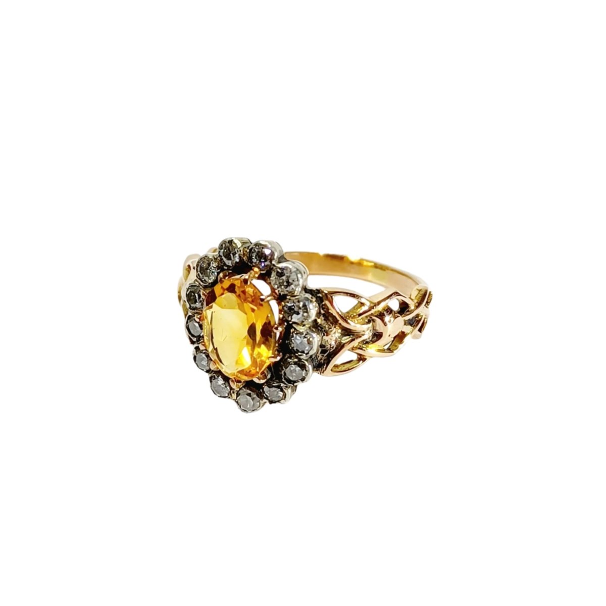 Bague Marguerite en or jaune, citrine et diamants - Castafiore