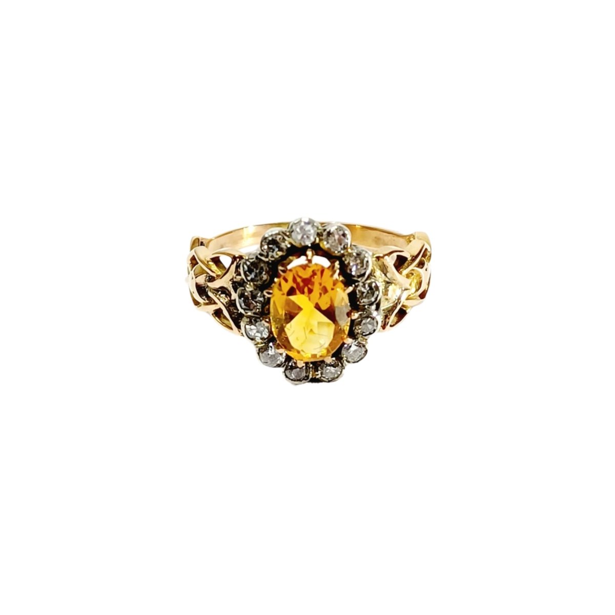 Bague Marguerite en or jaune, citrine et diamants - Castafiore