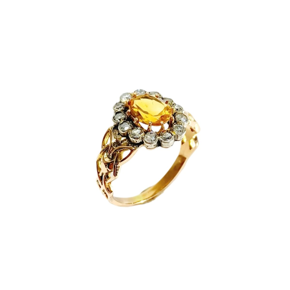 Bague Marguerite en or jaune, citrine et diamants - Castafiore