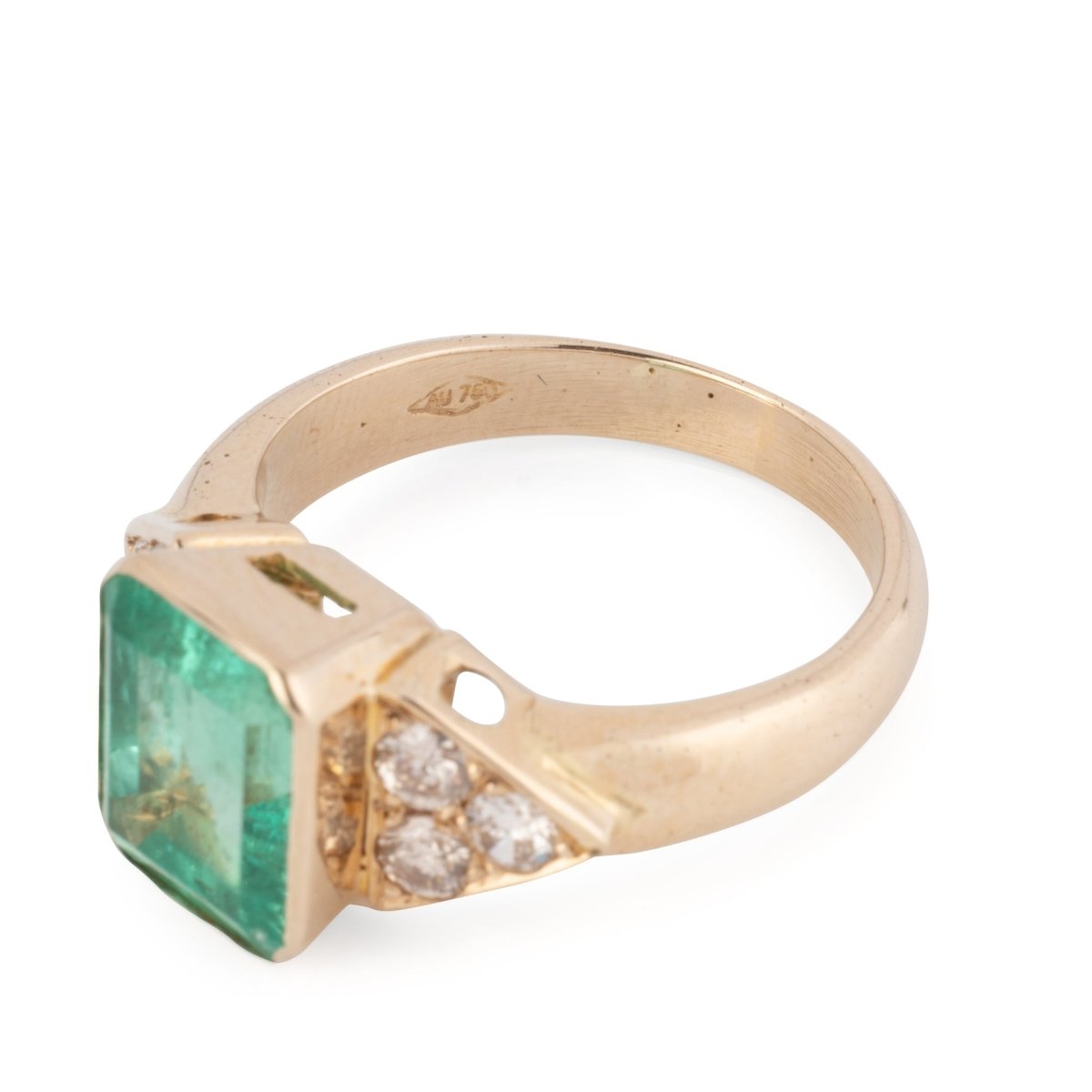 Bague Marguerite en or jaune, émeraude de Colombie et diamants - Castafiore