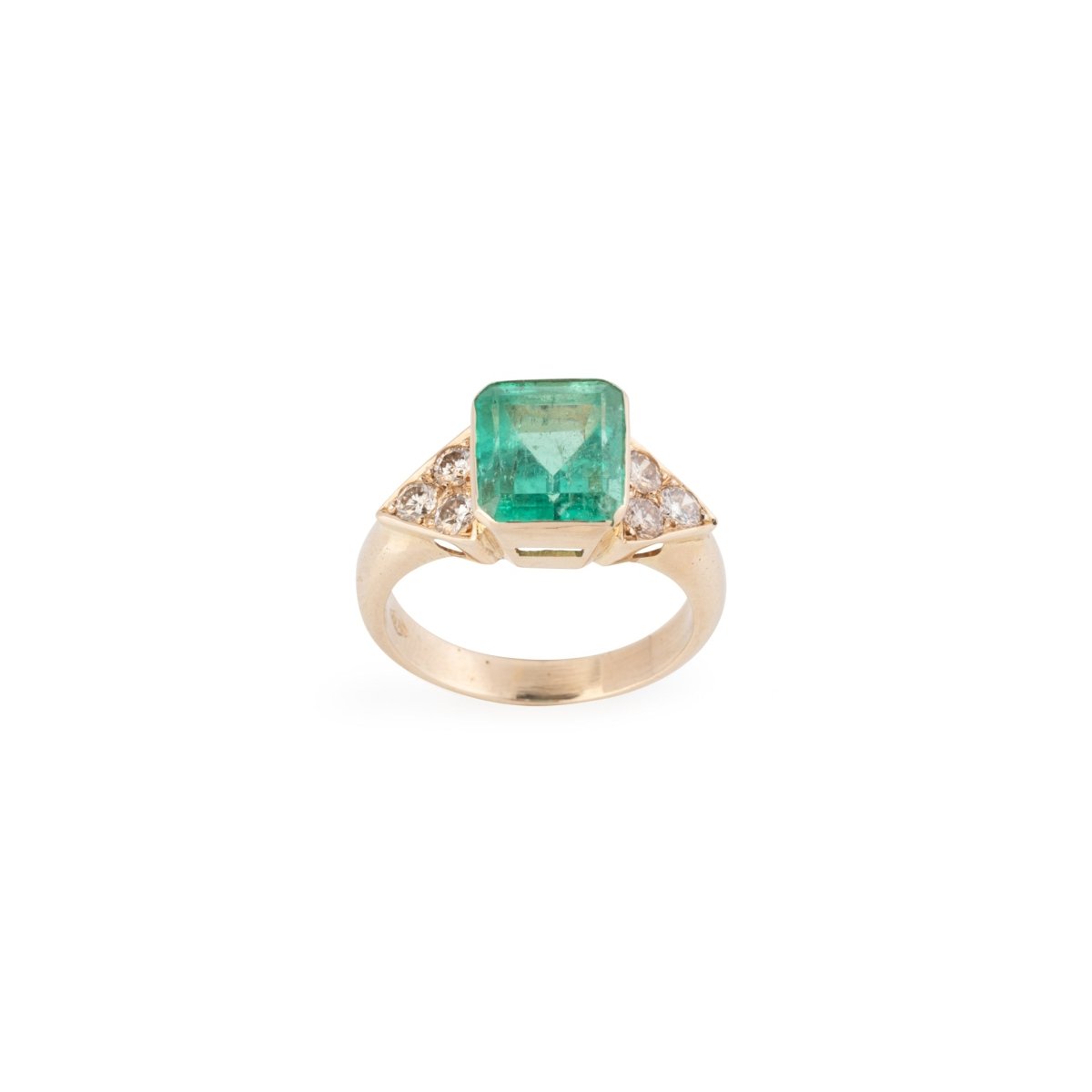 Bague Marguerite en or jaune, émeraude de Colombie et diamants - Castafiore