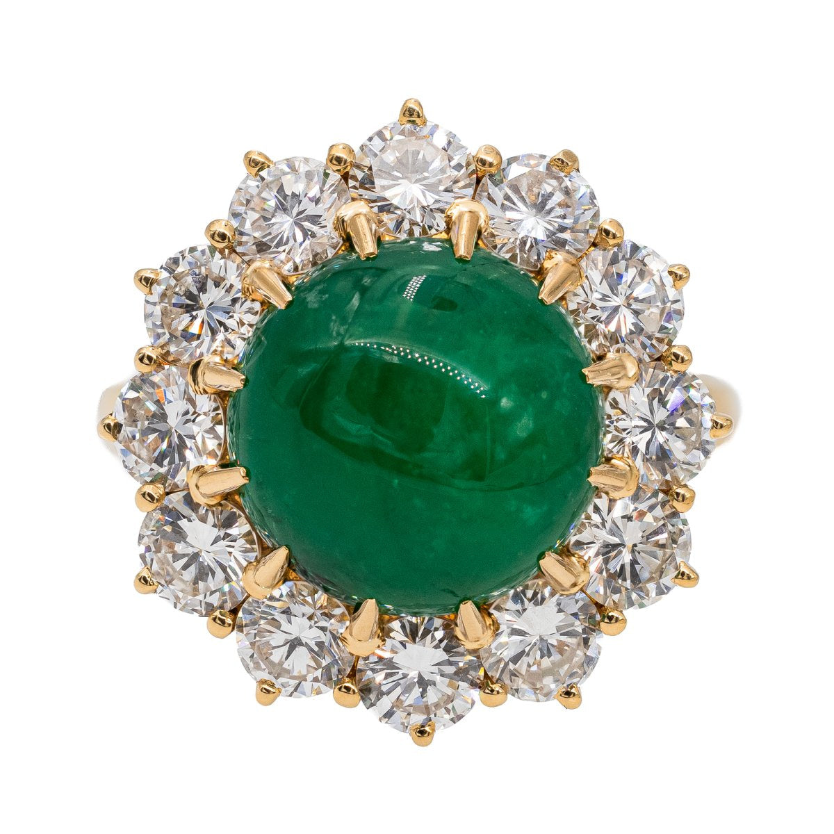 Bague Marguerite en or jaune, émeraude et diamant - Castafiore