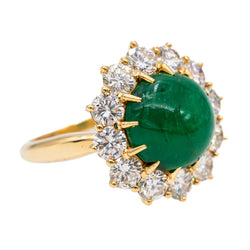 Bague Marguerite en or jaune, émeraude et diamant - Castafiore