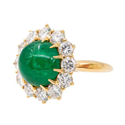 Bague Marguerite en or jaune, émeraude et diamant - Castafiore