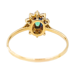 Bague marguerite en or jaune, émeraude et diamant - Castafiore