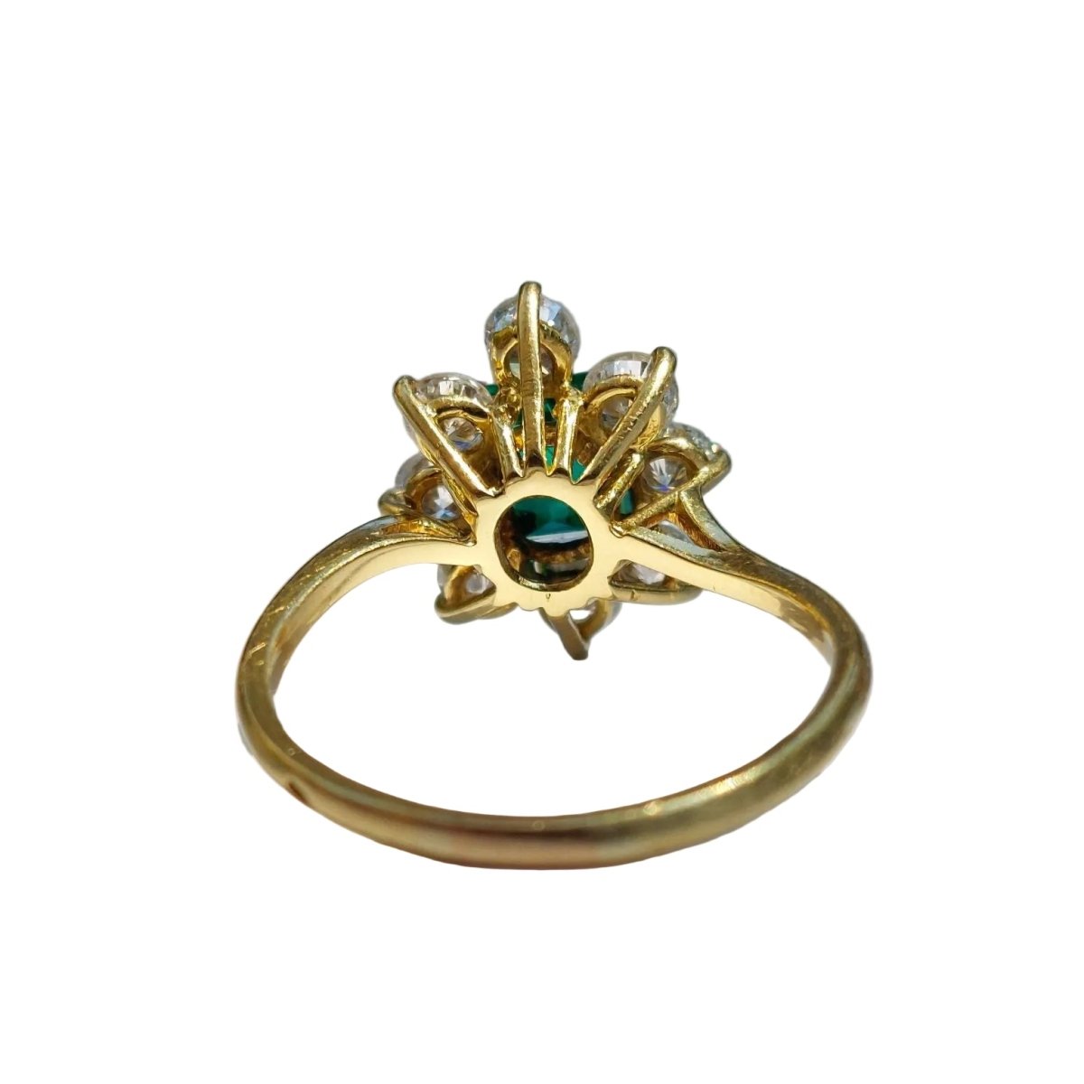 Bague Marguerite en or jaune, émeraude et diamants - Castafiore