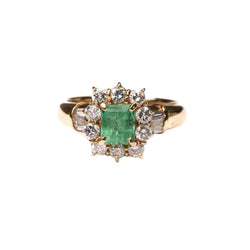 Bague Marguerite en or jaune, émeraude et diamants - Castafiore