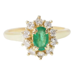 Bague Marguerite en or jaune émeraude et diamants - Castafiore