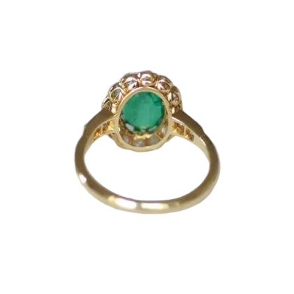 Bague Marguerite en or jaune, émeraude et diamants - Castafiore