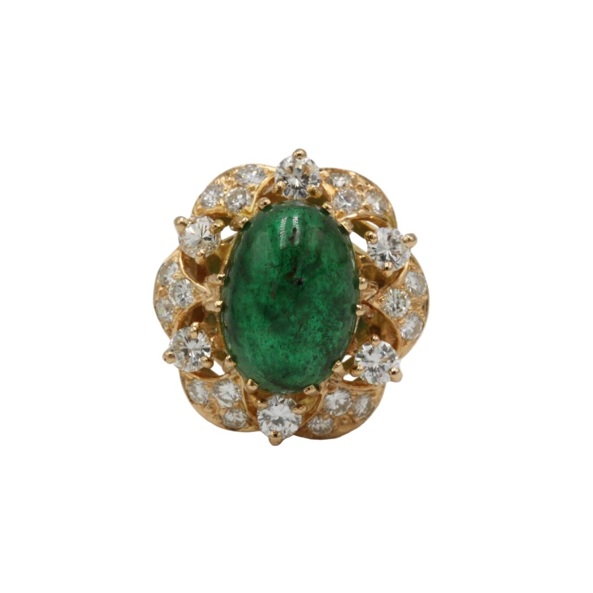 Bague Marguerite en or jaune, émeraude et diamants - Castafiore