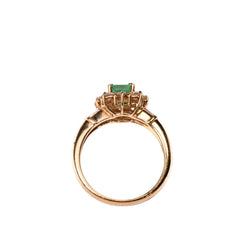 Bague Marguerite en or jaune, émeraude et diamants - Castafiore