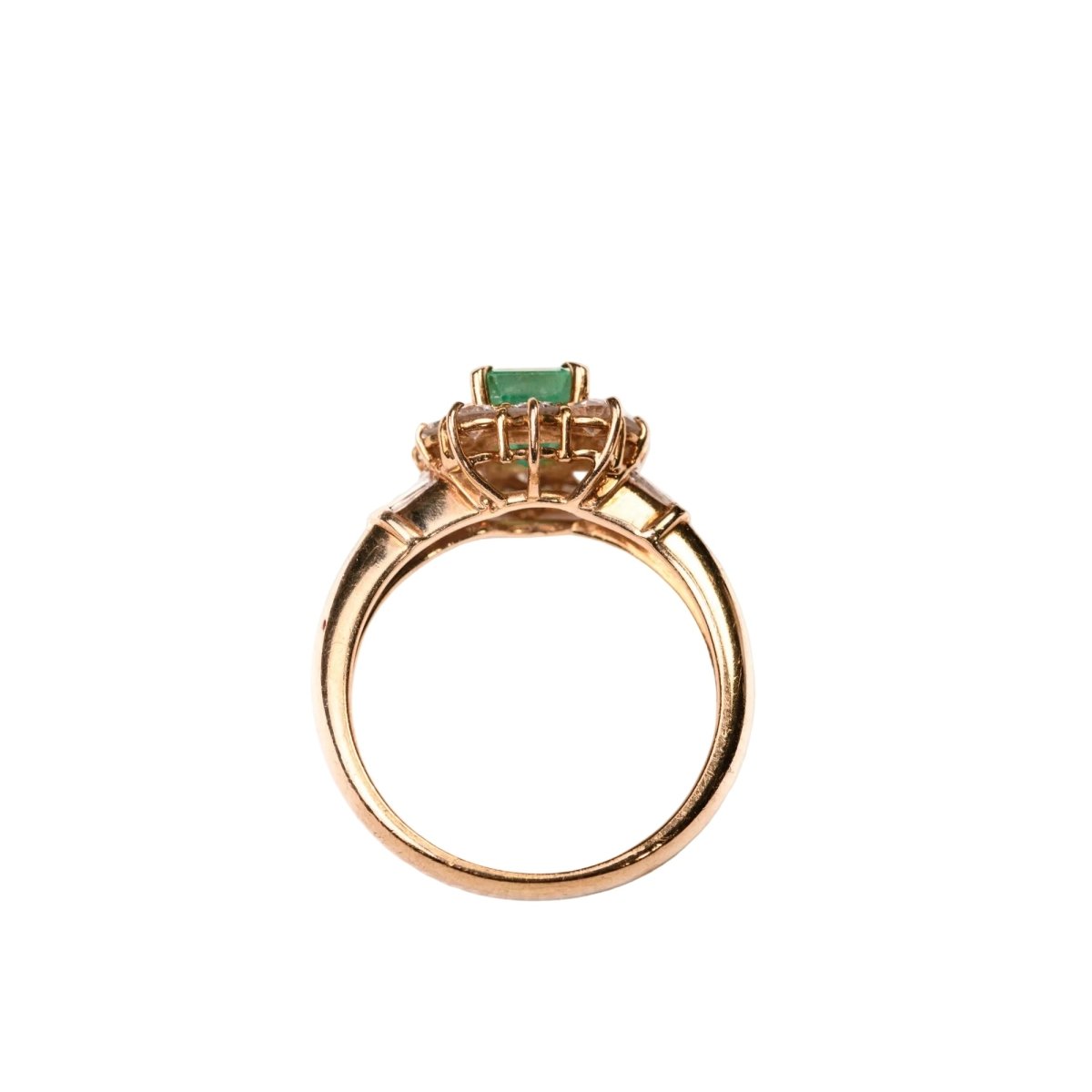 Bague Marguerite en or jaune, émeraude et diamants - Castafiore