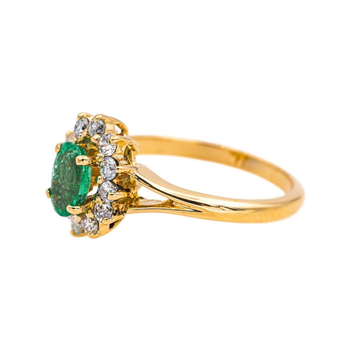 Bague Marguerite en or jaune, émeraude et diamants - Castafiore