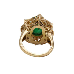 Bague Marguerite en or jaune, émeraude et diamants - Castafiore