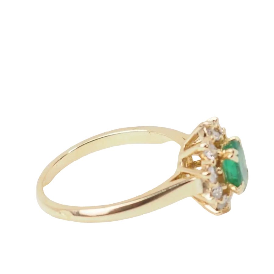 Bague Marguerite en or jaune émeraude et diamants - Castafiore