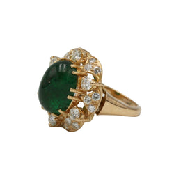 Bague Marguerite en or jaune, émeraude et diamants - Castafiore