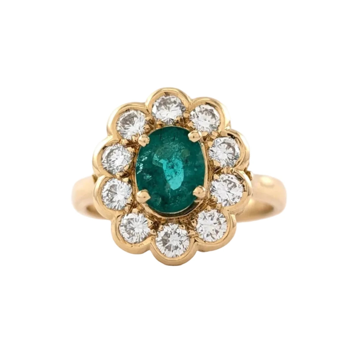 Bague Marguerite en or jaune, émeraude et diamants - Castafiore