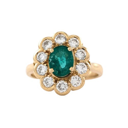 Bague Marguerite en or jaune, émeraude et diamants - Castafiore