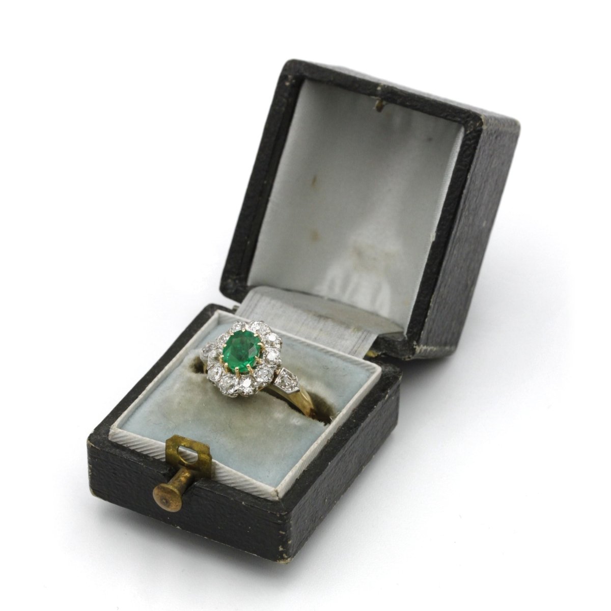 Bague Marguerite en or jaune, émeraude et diamants - Castafiore