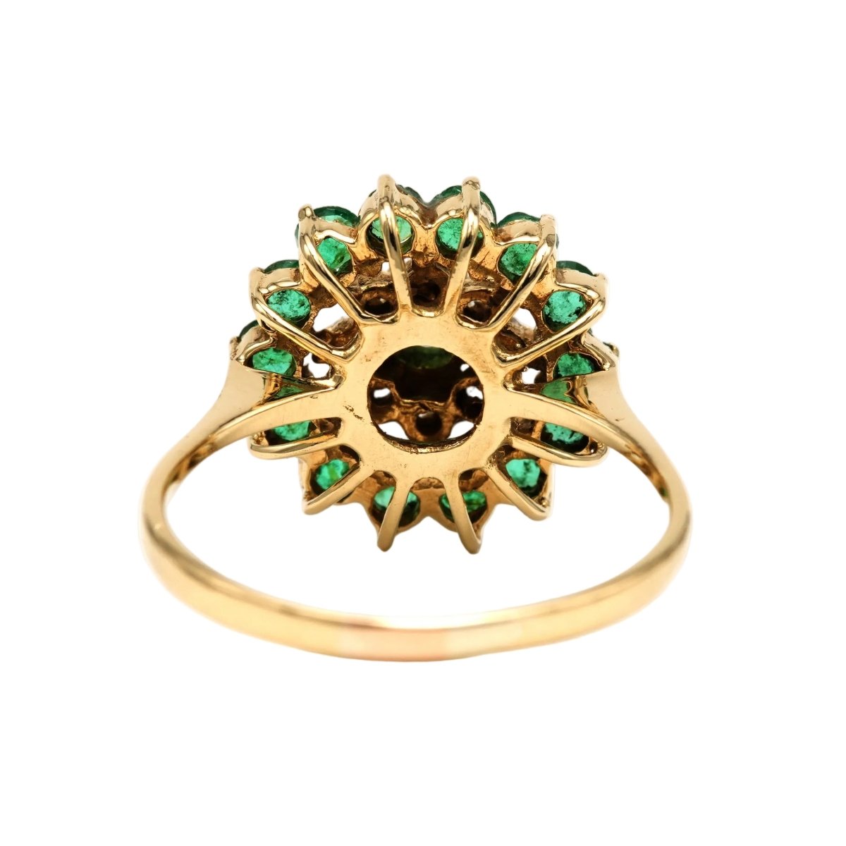 Bague Marguerite en or jaune, émeraudes et diamants - Castafiore