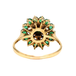 Bague Marguerite en or jaune, émeraudes et diamants - Castafiore