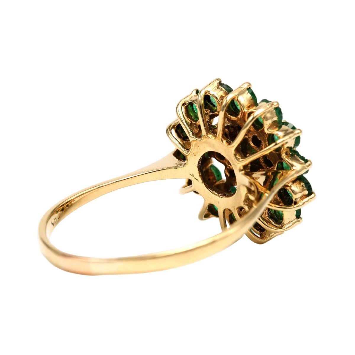 Bague Marguerite en or jaune, émeraudes et diamants - Castafiore